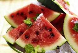 Vodka Soaked Watermelon with Flaked Sea Salt and Mint