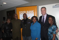 Campaigning with Food Bank CEO Margarette Purvis and NYC Mayor Bill de Blasio 